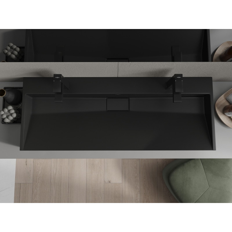 Mexen Ava Tischaufsatzwaschbecken aus Konglomerat 2/O 120 x 46 cm, schwarz - 23011272