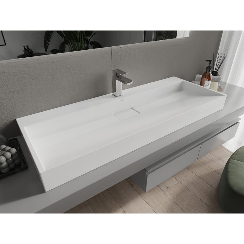 Mexen Ava Aufsatzwaschbecken aus Konglomerat 1/O 120 x 46 cm, weiß - 23011201