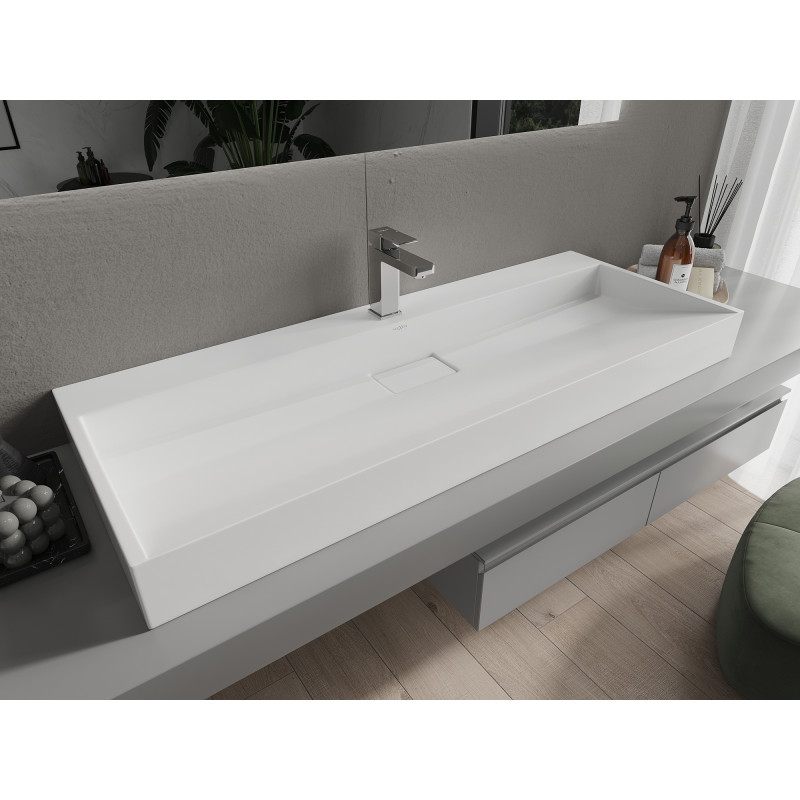 Mexen Ava Tischaufsatzwaschbecken aus Konglomerat 1/O 120 x 46 cm, weiß - 23011201
