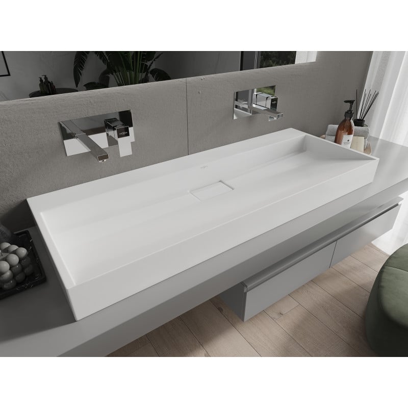 Mexen Ava Aufsatzwaschbecken aus Konglomerat B/O 120 x 46 cm, weiß - 23011200