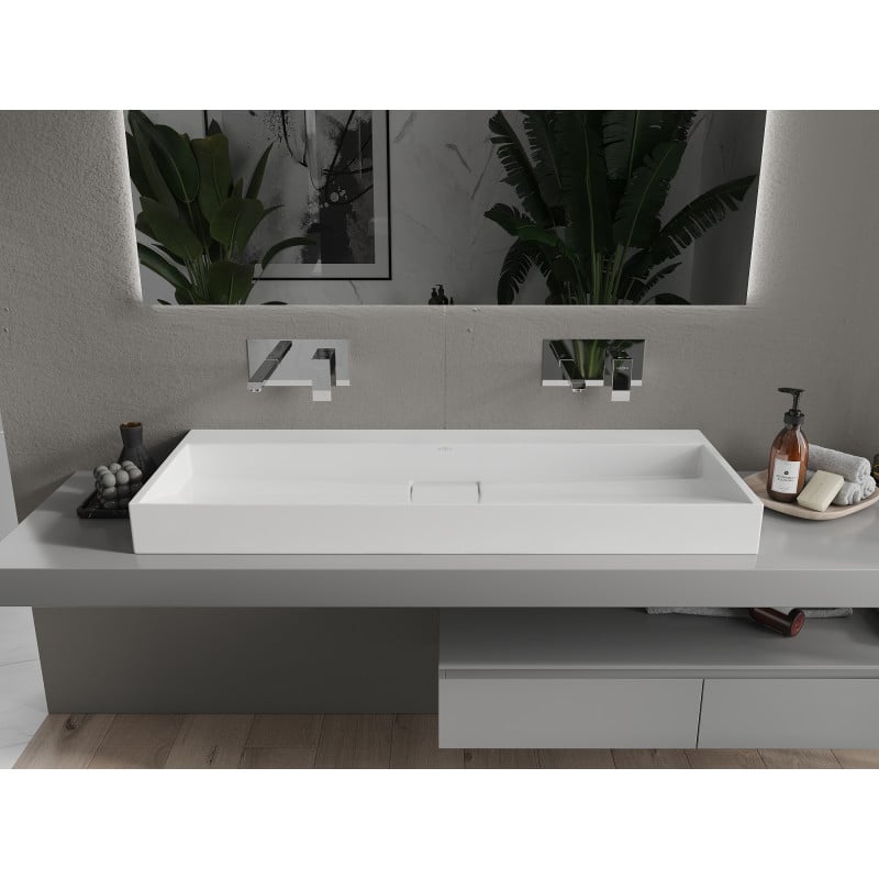Mexen Ava Aufsatzwaschbecken aus Konglomerat B/O 120 x 46 cm, weiß - 23011200