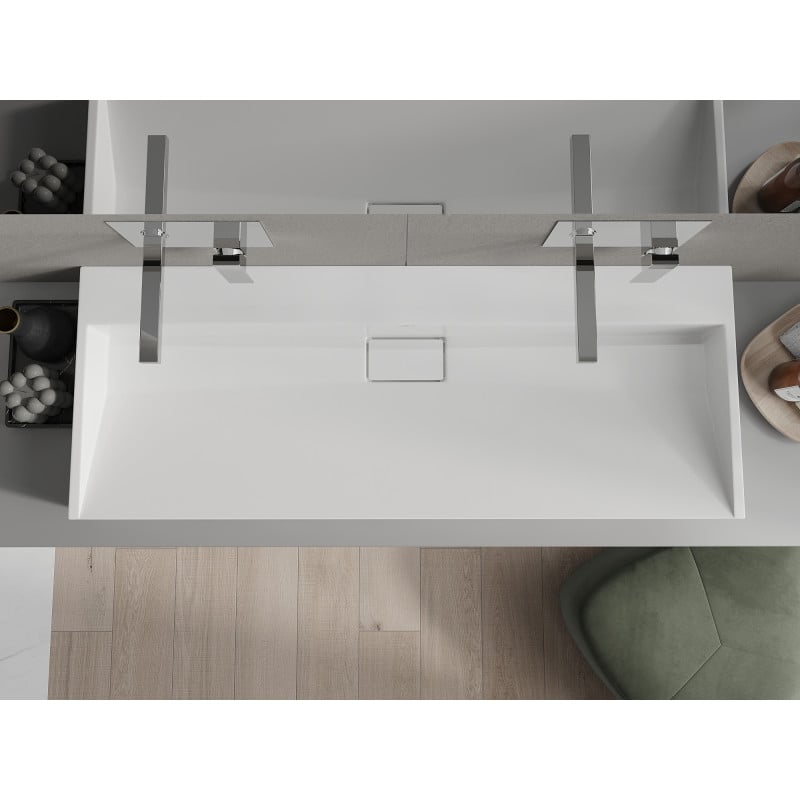 Mexen Ava Aufsatzwaschbecken aus Konglomerat B/O 120 x 46 cm, weiß - 23011200