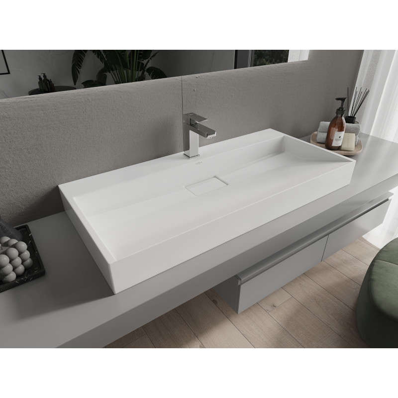 Mexen Ava Aufsatzwaschbecken aus Konglomerat 1/O 100 x 46 cm, weiß - 23011001