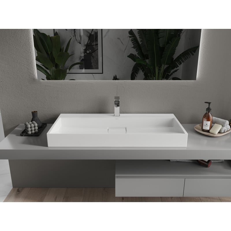 Mexen Ava Aufsatzwaschbecken aus Konglomerat 1/O 100 x 46 cm, weiß - 23011001