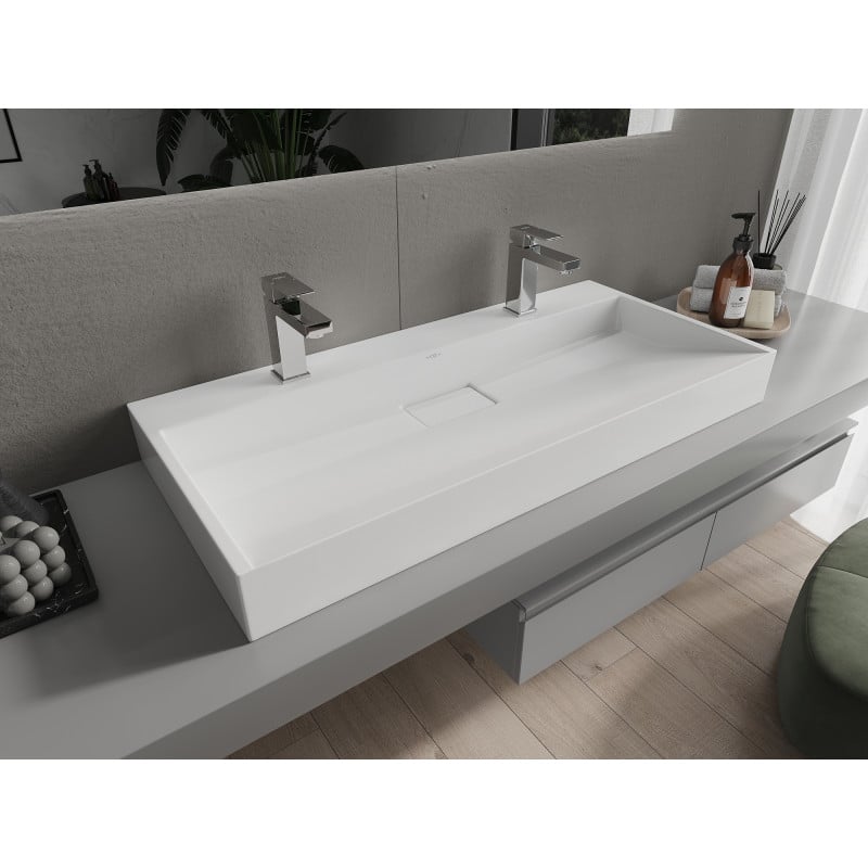 Mexen Ava Aufsatzwaschbecken aus Komposit 2/O 100 x 46 cm, weiß - 23011002