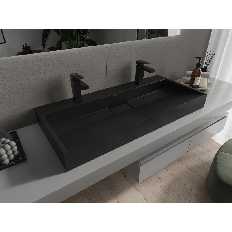 Mexen Ava Aufsatzwaschbecken aus Konglomerat 2/O 100 x 46 cm, schwarz - 23011072
