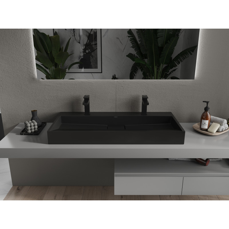 Mexen Ava Aufsatzwaschbecken aus Konglomerat 2/O 100 x 46 cm, schwarz - 23011072