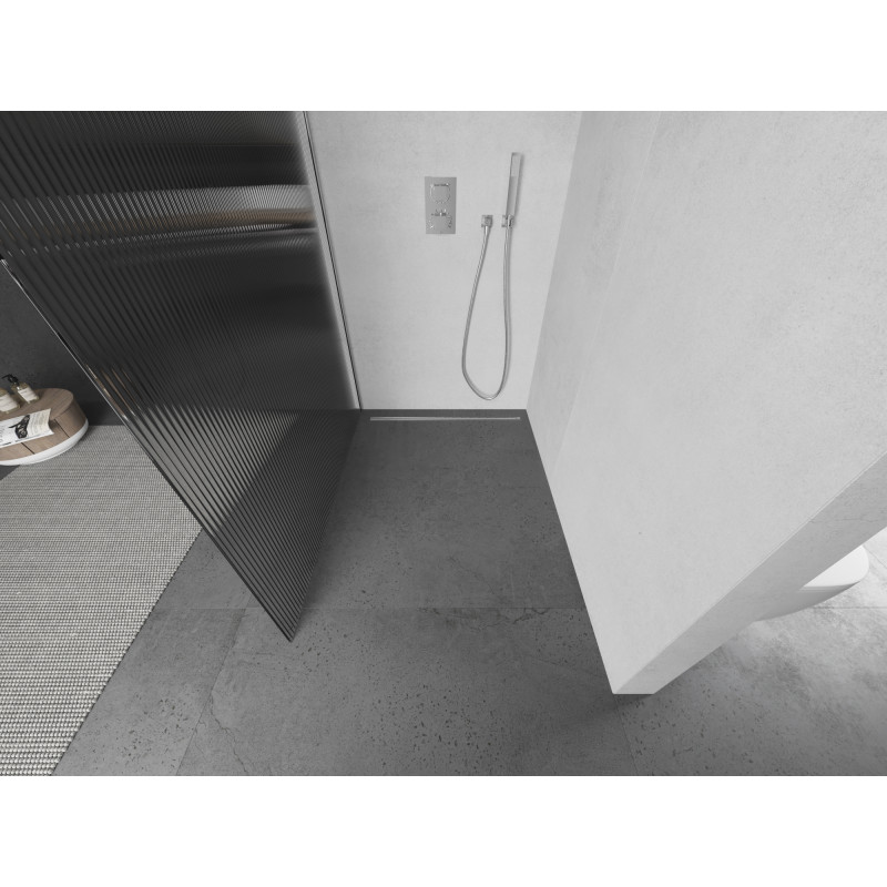 Mexen Kioto Duschwand Walk-in 110 x 200 cm, Streifen 8 mm, Chrom - 800-110-101-01-09