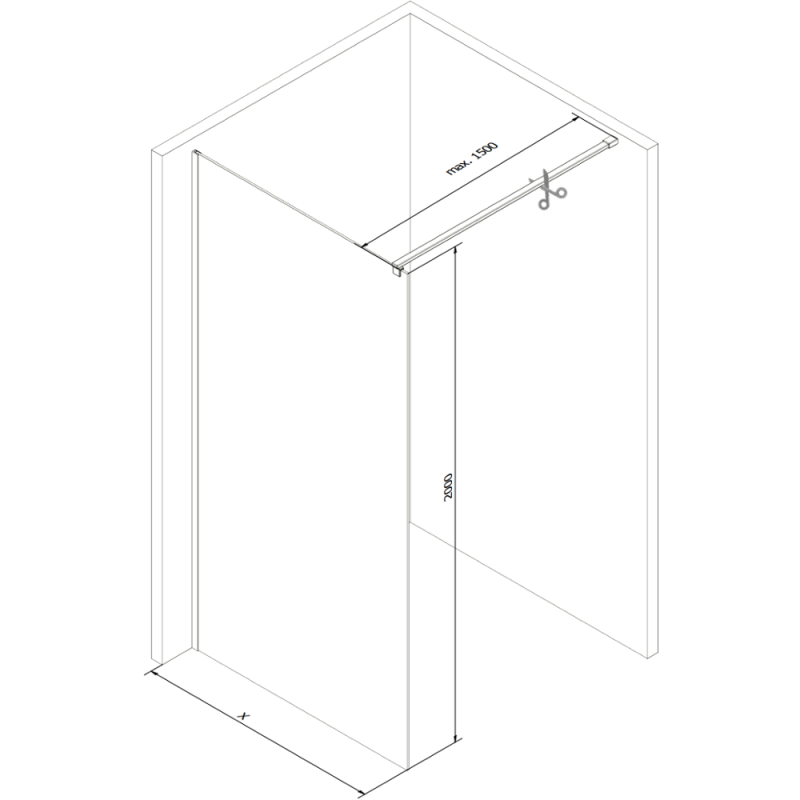 Mexen Kioto Duschwand Walk-in 130 x 200 cm, Streifen 8 mm, Chrom - 800-130-101-01-09