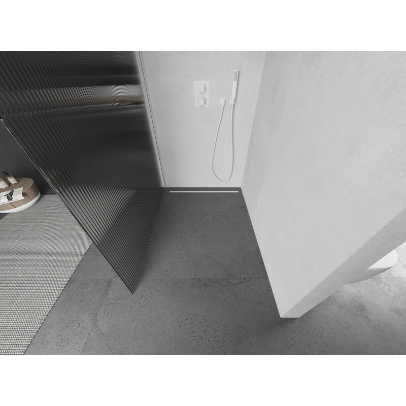 Mexen Kioto Duschwand Walk-in 120 x 200 cm, Rillen 8 mm, weiß - 800-120-101-20-09