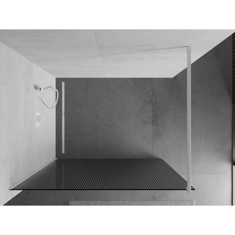 Mexen Kioto Duschwand Walk-in 140 x 200 cm, Streifen 8 mm, weiß - 800-140-101-20-09