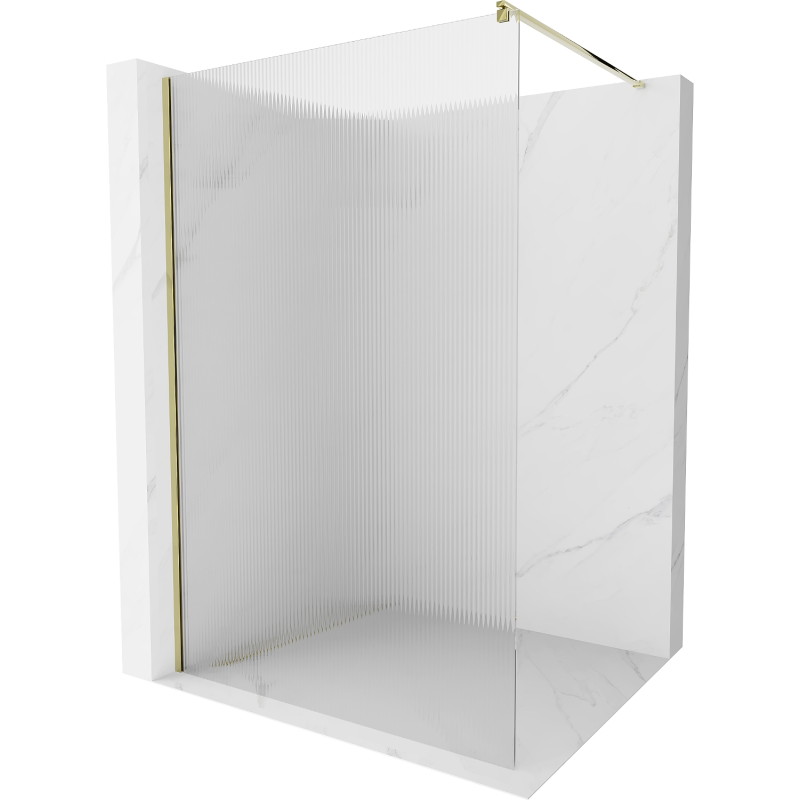 Mexen Kioto Duschwand Walk-in 70 x 200 cm, Streifenmuster 8 mm, gold - 800-070-101-50-09