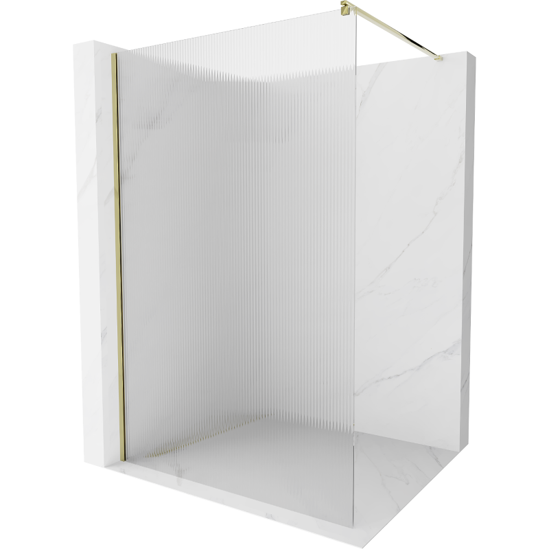 Mexen Kioto Duschwand Walk-in 100 x 200 cm, Streifen 8 mm, Gold - 800-100-101-50-09