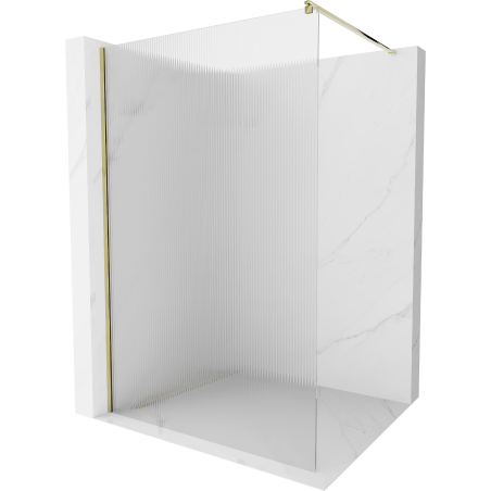 Mexen Kioto Duschwand Walk-in 100 x 200 cm, Streifen 8 mm, Gold - 800-100-101-50-09