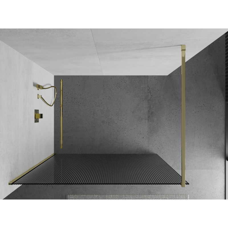 Mexen Kioto Duschewand Walk-in 110 x 200 cm, Streifen 8 mm, Gold - 800-110-101-50-09