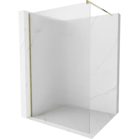 Mexen Kioto Duschwand Walk-in 140 x 200 cm, Streifen 8 mm, Gold - 800-140-101-50-09