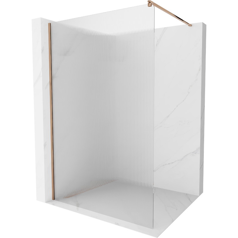 Mexen Kioto Walk-in-Duschwand 70 x 200 cm, Streifen 8 mm, Roségold - 800-070-101-60-09