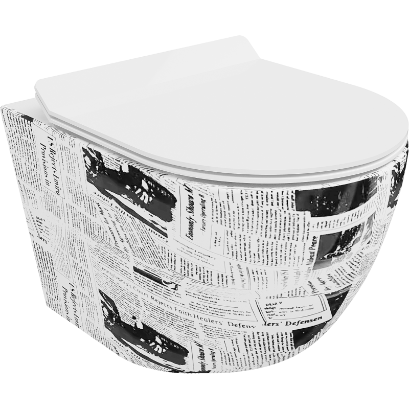 Mexen Lena WC-Schüssel Rimless mit langsam schließendem Slim-Sitz, Duroplast, weißes Muster - 30224099