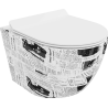 Mexen Lena WC-Schüssel Rimless mit langsam schließendem Slim-Sitz, Duroplast, weißes Muster - 30224099