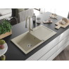 Mexen Leo Granitspüle 1-Becken mit Abtropffläche und Küchenarmatur Savita, beige - 6501-69-672601-69