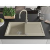 Mexen Leo Granitspüle 1-Becken mit Abtropffläche und Küchenarmatur Savita, beige - 6501-69-672601-69
