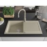 Mexen Leo Granitspüle 1-beckig mit Abtropffläche und Küchenarmatur Savita, beige - 6501-69-672601-69