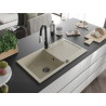 Mexen Leo Granitspüle 1-Kammer mit Abtropffläche und Küchenarmatur Savita, beige - 6501-69-672601-70