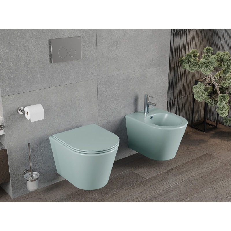 Mexen Rico WC-Schüssel Rimless mit Slim-Softclose-Sitz, Duroplast, hellgrün matt - 30724048
