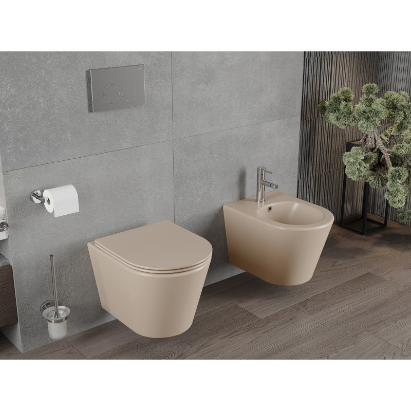 Mexen Rico WC-Schüssel Rimless mit Slim-Absenkautomatik, Duroplast, Cappuccino matt - 30724064