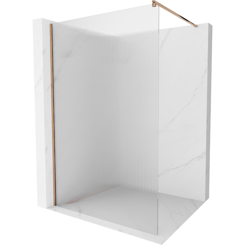 Mexen Kioto Duschwand Walk-in 100 x 200 cm, Streifen 8 mm, Roségold - 800-100-101-60-09