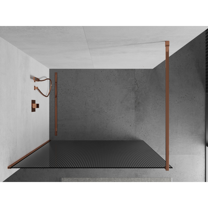 Mexen Kioto Duschwand 120 x 200 cm, Streifen 8 mm, Roségold - 800-120-101-60-09