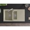 Mexen Matias Granitspüle 1,5-Becken mit Abtropffläche und Küchenarmatur Savita, beige - 6502-69-672601-00