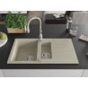 Mexen Matias Granitspüle 1,5-Becken mit Abtropffläche und Küchenarmatur Savita, beige - 6502-69-672601-00
