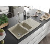 Mexen Matias Granitspüle 1,5-Becken mit Abtropffläche und Küchenarmatur Savita, beige - 6502-69-672601-00