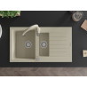Mexen Matias Granitspüle 1,5-becken mit Abtropffläche und Küchenarmatur Savita, beige - 6502-69-672601-69