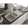 Mexen Matias Granitspüle 1,5-becken mit Abtropffläche und Küchenarmatur Savita, beige - 6502-69-672601-69