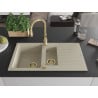 Mexen Matias Granitspüle 1,5-becken mit Abtropffläche und Küchenarmatur Savita, beige - 6502-69-672601-50