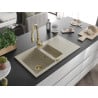 Mexen Matias Granitspüle 1,5-becken mit Abtropffläche und Küchenarmatur Savita, beige - 6502-69-672601-50