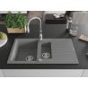 Mexen Matias Granitspüle 1,5-Becken mit Abtropffläche und Küchenarmatur Savita, grau - 6502-71-672601-00