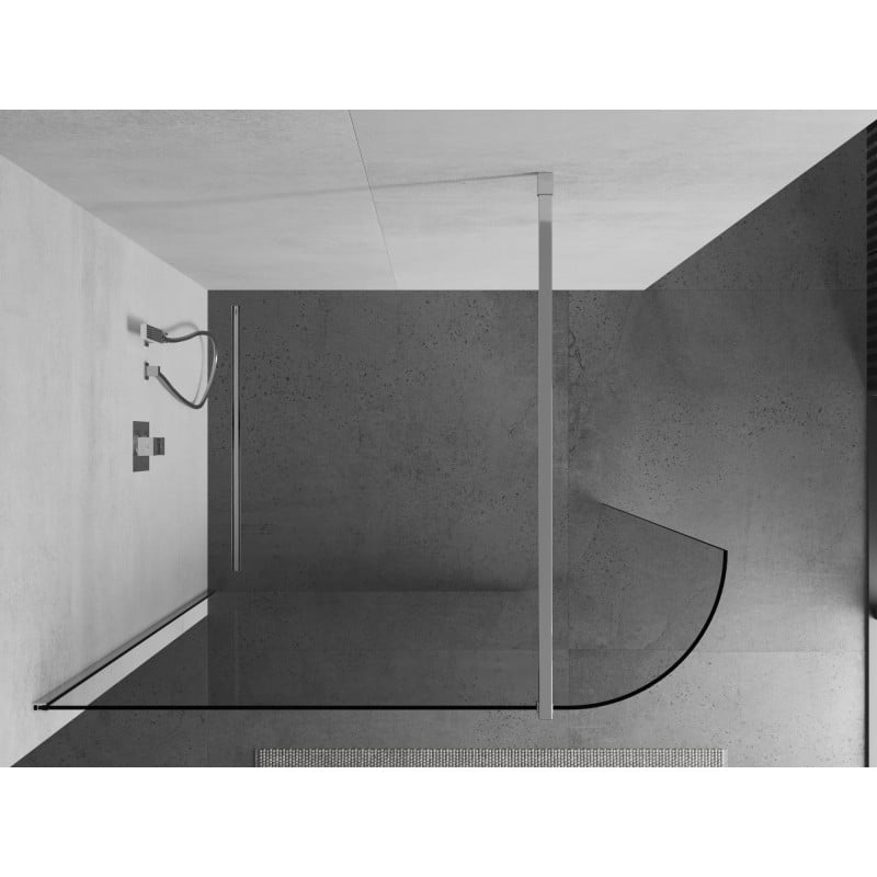 Mexen Kioto-R Runde Duschwand Walk-in 130 x 200 cm, transparent 8 mm, chrom - 800-130-101-01-06