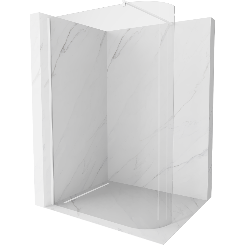 Mexen Kioto-R Abgerundete Walk-In Duschwand 90 x 200 cm, transparent 8 mm, weiß - 800-090-101-20-06