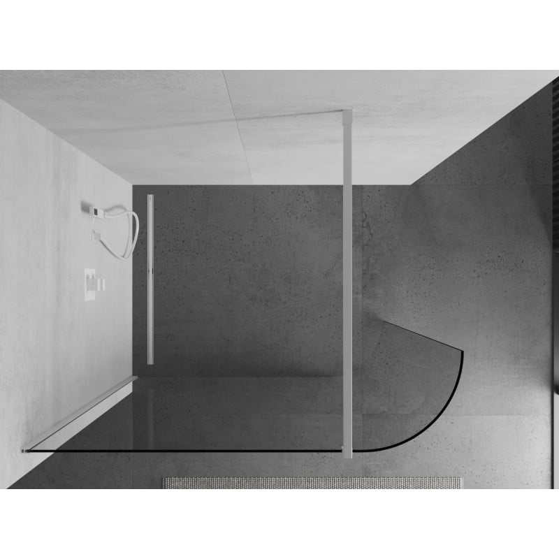 Mexen Kioto-R Abgerundete Walk-In-Duschwand 120 x 200 cm, transparent 8 mm, weiß - 800-120-101-20-06