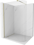 Mexen Kioto-R Abgerundete Duschwand Walk-in 90 x 200 cm, transparent, 8 mm, gold - 800-090-101-50-06