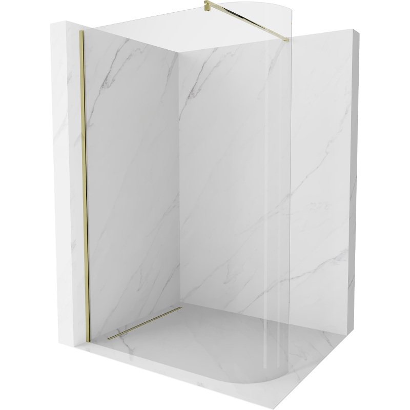 Mexen Kioto-R Abgerundete Walk-In-Duschwand 110 x 200 cm, transparent 8 mm, gold - 800-110-101-50-06