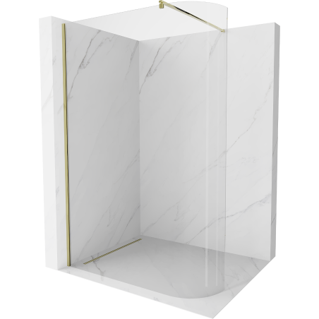 Mexen Kioto-R Abgerundete Duschwand Walk-in 140 x 200 cm, transparent 8 mm, gold - 800-140-101-50-06