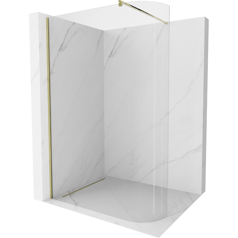 Mexen Kioto-R Abgerundete Duschwand Walk-in 160 x 200 cm, transparent 8 mm, gold - 800-160-101-50-06