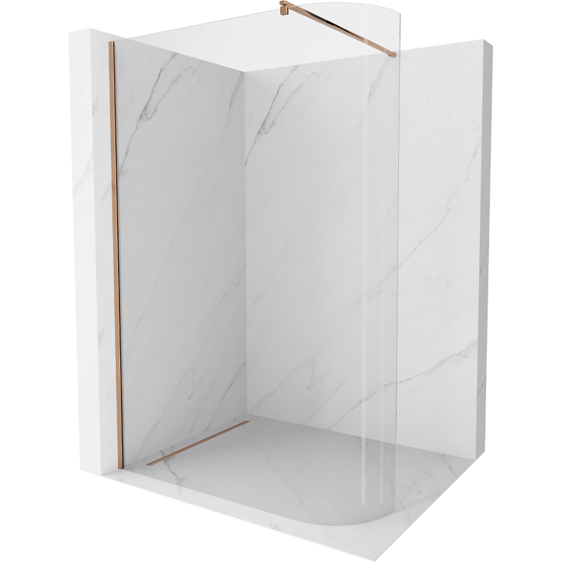 Mexen Kioto-R Abgerundete Duschwand Walk-in 80 x 200 cm, transparent 8 mm, Roségold - 800-080-101-60-06