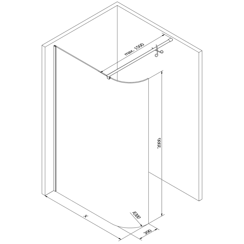Mexen Kioto-R Abgerundete Walk-in-Duschwand 100 x 200 cm, transparent 8 mm, Roségold - 800-100-101-60-06