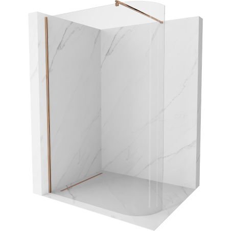 Mexen Kioto-R abgerundete Walk-in-Duschwand 110 x 200 cm, transparent 8 mm, Roségold - 800-110-101-60-06