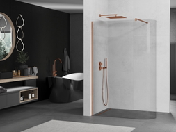 Mexen Kioto-R Runde Walk-in-Duschwand 120 x 200 cm, transparent 8 mm, Roségold - 800-120-101-60-06